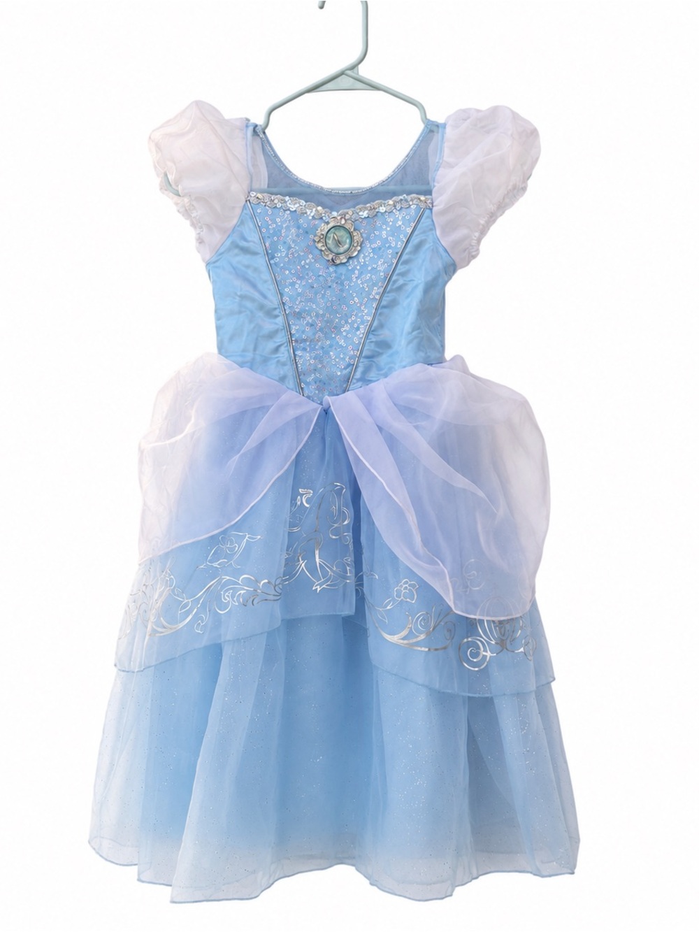 👑✨ Disney Princess Cinderella Costume Dress Girls Size 5/6 Blue Sparkle NWOT ✨👑